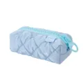 Trousse à crayons matelassée bleu clair avec grande fermeture éclair, pochette de maquillage. - Bleu