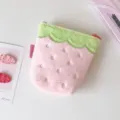 Borsellino fragola in peluche carino, tasca rosa soffice con foglia verde, mini borsa. - Fragola Rosa
