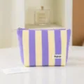Purple yellow striped cosmetic bag stylish colorblock pouch daily makeup organizer cute purse - Purple and Yellow Stripes