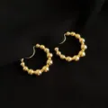 Elegante vergoldete Perlen-Creolen Ohrclips für Damen, schmerzfreies Design ohne Ohrlöcher. - Doppelschichtige Clip-Ohrringe - Goldener Perlenring