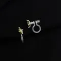 Marquise green stone clip-on earrings detail, clear disc design for non-pierced ears. - Olive Green Zirconia