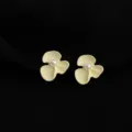 Elegant yellow flower pearl earrings, minimalist design for daily fashion and chic style. - Non-pierced Spiral Clip-on Earrings / Small White Flower Style