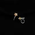 Exquisite flower clip-on earrings detail, gold plated pink enamel pearl non-pierced - Non-pierced Spiral Clip-on Earrings / Mini Flower Transparent Ear Clip