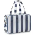 Blue white striped cosmetic bag large capacity waterproof travel toiletry bag portable - 30x15x9cm / Blue and White Stripes