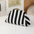 Black and white striped cloud pouch, stylish cosmetic and phone organizer clutch bag. - Black & White Stripes
