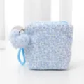 Cute blue leopard print plush cosmetic bag with heart charm, portable makeup storage pouch. - Light Blue