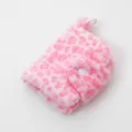 Fluffy pink leopard print pouch detail, cute soft coin purse and card wallet close-up view. - Pink Card Holder