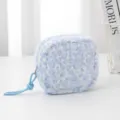 Soft blue leopard plush coin purse, cute fluffy square zipper pouch with wrist strap. - Blue Square Bag