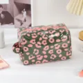 Waterproof PVC makeup bag with pink leopard print, zipper and side handle for travel use. - Leopard Green