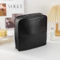 Black large capacity portable cosmetic bag travel waterproof makeup organizer toiletry pouch - Black