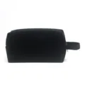 Black Waffle Cosmetic Bag Portable Travel Toiletry Pouch with Convenient Side Handle - Black
