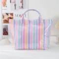 Transparente PVC bunte gestreifte Tote Bag Sommer Mode große Kapazität Handtasche Damen - Regenbogen Streifen