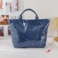 Blauer Leopardenmuster PVC Shopper, transparente große Handtasche für Damen Sommer Alltag. - Blau Leopard