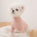 Simpatico maglione termico rosa collo alto per cani e gatti vestiti invernali caldi - Rosa Tinta Unita