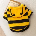 Bonita sudadera con capucha a rayas amarillas y negras para perro gato con antenas - S / Tops / Pequeña abeja amarilla