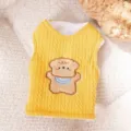 Gilet in maglia gialla per animali con ricamo di orso, morbido pile per cani e gatti piccoli. - Orso Giallo