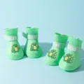 Simpatici stivali da pioggia per cani in silicone verde con dinosauro impermeabili scarpe - Dinosauro Verde Dian
