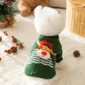 Leuke kersttrui voor honden en katten, warme gebreide winterkleding met schattig rendierontwerp. - S (Aanbevolen gewicht 1,5-2,5 kg) / Groene eland draagtas