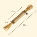 Juguete masticable para gatos de madera natural y sisal con borlas de hierba, limpieza dental - Unisex / Rafia - grande