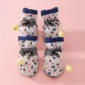 Stivali da pioggia impermeabili per cani, stampa cartone animato, comode scarpe antiscivolo. - Taglia 1 (Peso Consigliato 0.5-1 kg) / Beige