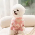Cute pink argyle rabbit faux mink pet sweater, warm winter thick cat dog clothes variant view. - XS (Suggested Weight 0.5-1.5kg) / Plaid Rabbit / Pink
