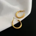 Minimalistische matte Gold-Creolen, schicke Metall-Ohrringe für Damen, eleganter Schmuck. - Matt Stil (3214) / Mattes Gold