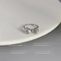 Silberner Schleifenring Detailansicht mit elegantem, verstellbarem Offen-Design und Glanz. - Offen Verstelbar / 3D-Schleifen-Stil (Dick echtvergoldet)