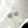 Minzgrüne Seestern Ohrstecker Detail, süßer Waldstil Schmuck für Frauen und Mädchen. - Seestern-Stil (4430)
