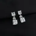 Glänzende quadratische Zirkonia Ohrhänger aus silberfarbenem Metall, elegantes Design für Alltag. - Zirkonia Geometrisch (W250) / Silber