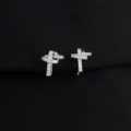 Silver pavé zircon cross clip-on earrings, chic geometric style daily wear jewelry for women. - Zirconia Knot Ear Clip (W416)