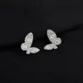 Exquisite rhinestone butterfly ear clips detail, shimmering micro-set crystals on silver. - Rhinestone Butterfly Ear Clip (W481)
