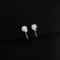 Silver abstract rose flower metal ear clips stylish minimalist designer jewelry piece - Abstract Rose Ear Clip (W586)