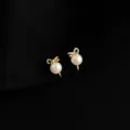 Elegante Perlen Ohrclips mit Schleife und vergoldetem Design für ungestochene Ohren. - Schleife - Vergoldete Mosquito-Spulen-Ohrclips