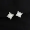 Closeup view of sparkling square pavé zircon ear clips showcasing delicate metal detailing. - Zirconia Square Ear Clip (W1231)