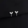 Heart-shaped micro-pave zircon clip-on earrings, elegant silver tone non-pierced ear cuffs. - Zirconia Heart Ear Clip (W1235)