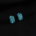 Orecchini a clip con strass blu eleganti gioielli in cristallo dorato per le donne - Stile Mezzo Arco in Strass Blu / Blu - Mezza Curva Blu