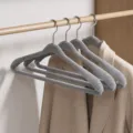 Wide shoulder flocked clothes hangers non slip velvet coat hangers grey set 4 pack - Quiet Grey