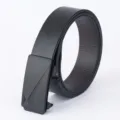 Élégante ceinture pour hommes avec boucle automatique, lanière en cuir TPU noir style. - Style 1