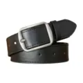 Ceinture en cuir noir classique avec boucle ardillon argentée, élégante et décontractée. - 110 cm (Largeur 3,3 cm) / Noir (Couture noire)