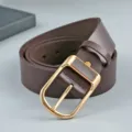 Ceinture homme cuir PU decontracte vintage minimaliste boucle doree jean marron fonce - 110cm / Boucle dorée + TPU marron