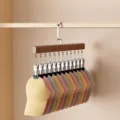 Wooden multi-clip clothes hanger 12 clips retro color for hats pants underwear storage 5 pack - 12-Clip Hanger / 5 Pieces / Antique Silver