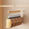 Wooden hat organizer multi-clip rack 5 pack closet storage hanger for caps and socks - 12-Clip Hanger / 5 Pieces / Natural Wood Color
