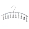 Stainless steel curved sock drying rack with 10 clips, windproof laundry hanger for socks. - Silver Gray