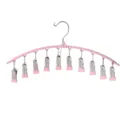 Pink curved clothes drying rack with 10 metal clips for socks underwear home balcony use. - Pink