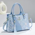 Womens embroidered crossbody shoulder bag stylish top handle handbag casual blue purse - Zhuang Brocade Style / Blue