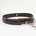 Détails de la large ceinture femme en cuir marron foncé bande décorative pour robes - Café / 105cm