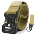 Tactical nylon belt with durable metal quick-release buckle for outdoor activities and daily wear. - Yellow