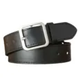 Ceinture en cuir noir classique avec boucle ardillon carrée argentée pour un style élégant et mode. - Longueur 110 cm largeur 3,3 cm / Boucle rectangulaire noire