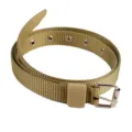 Ceinture décontractée pour femme en nylon et toile avec œillets métalliques et boucle ardillon. - Longueur 110cm largeur 2,4cm / Kaki