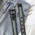 Ceinture en toile de loisirs pour femme avec boucle en métal rayée élégant accessoires - 120cm / Bleu clair